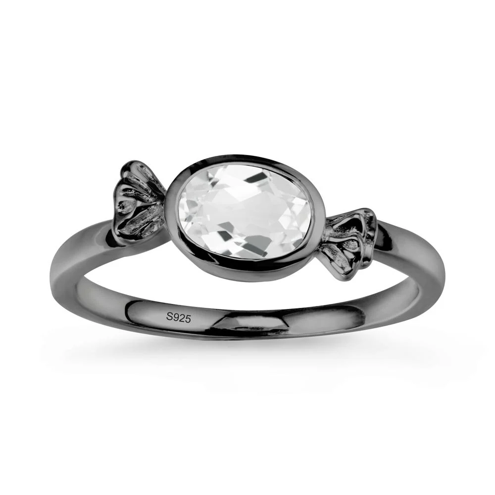 Oval Solitaire White Topaz Halloween Ring - Image 7