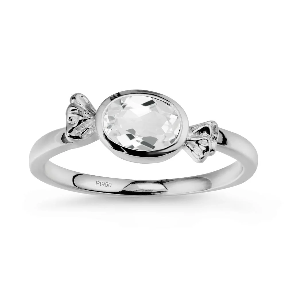 Oval Solitaire White Topaz Halloween Ring - Image 8