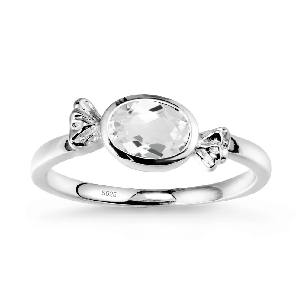 Oval Solitaire White Topaz Halloween Ring - Image 9