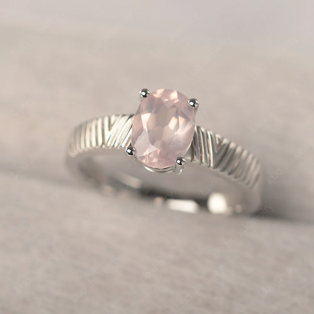 Rose Quartz Chevron Ring