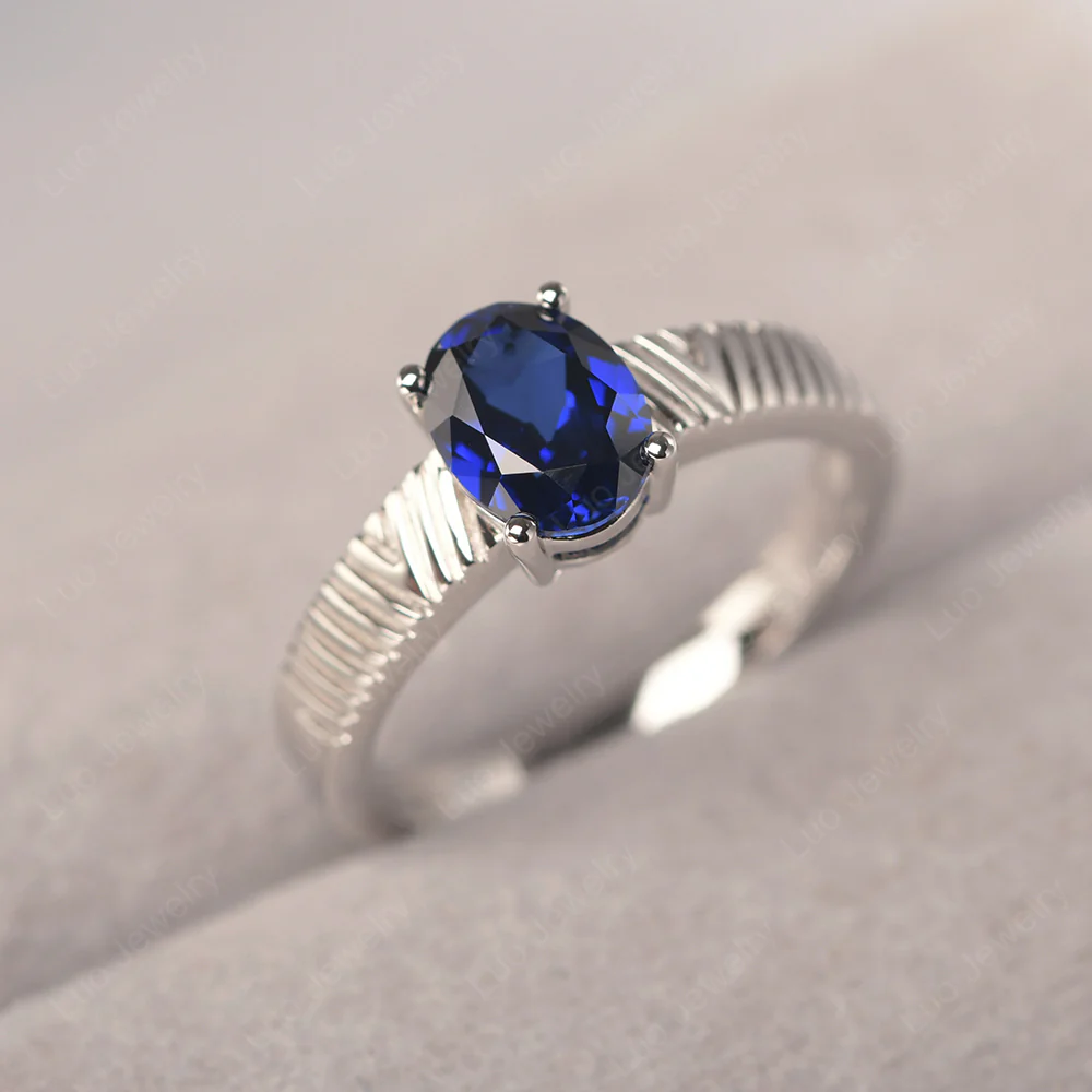 Oval Sapphire Chevron Ring