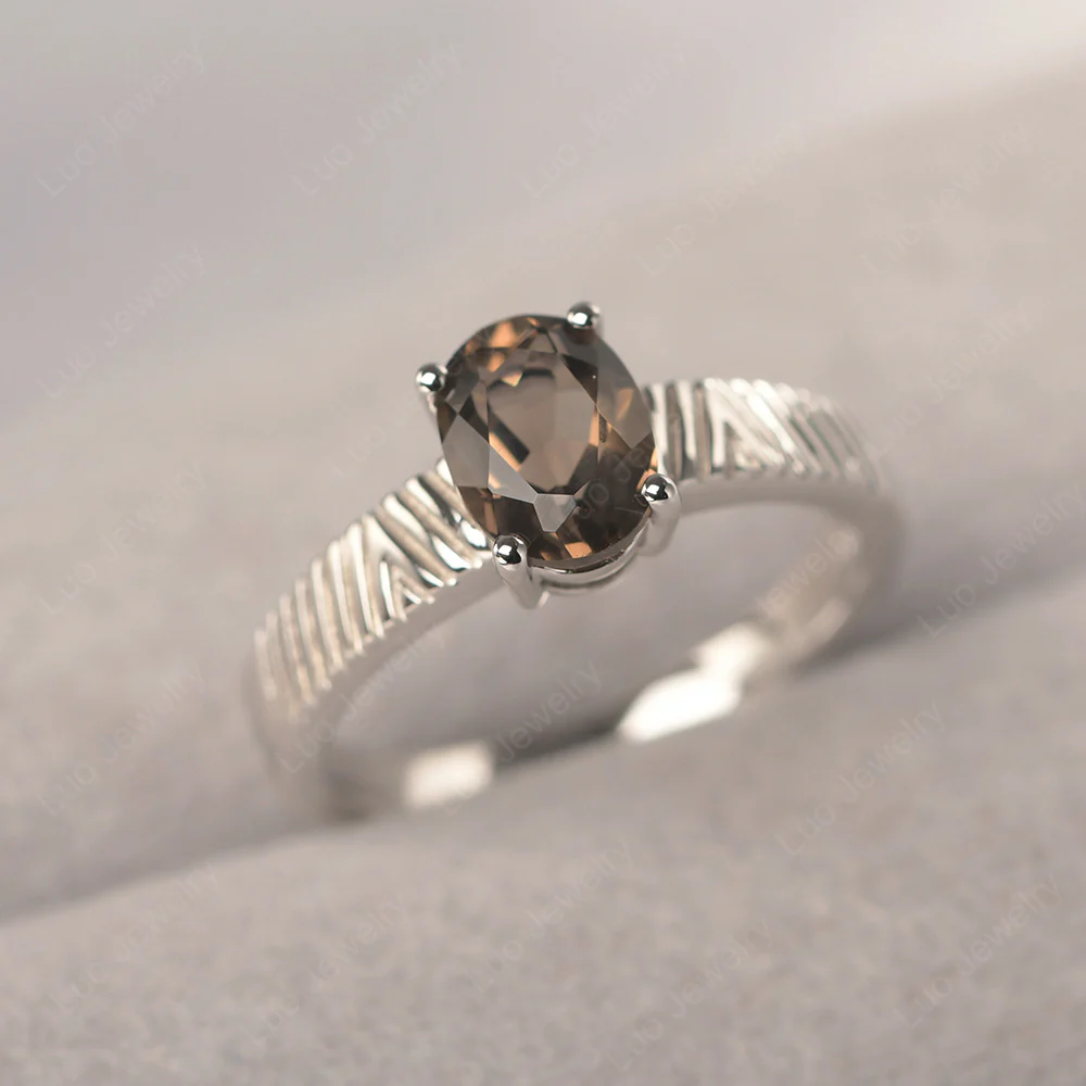 Smoky Quartz Chevron Ring