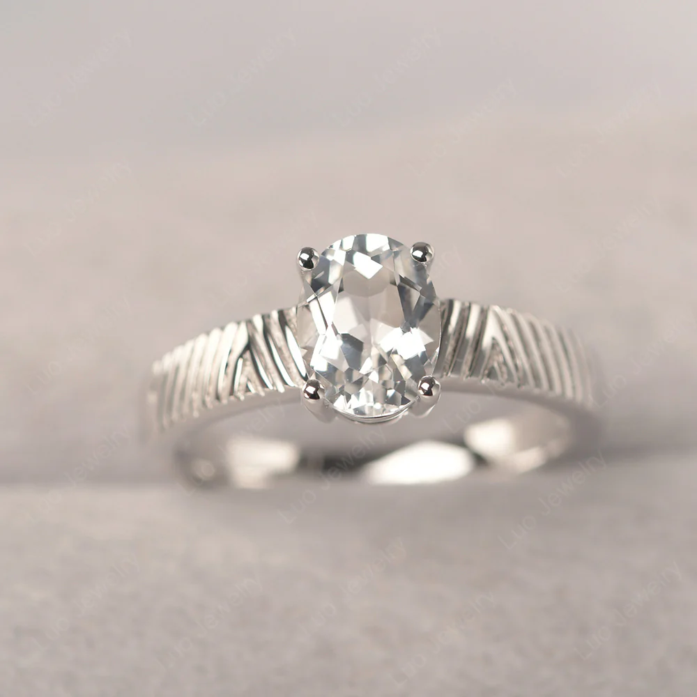 White Topaz Chevron Ring
