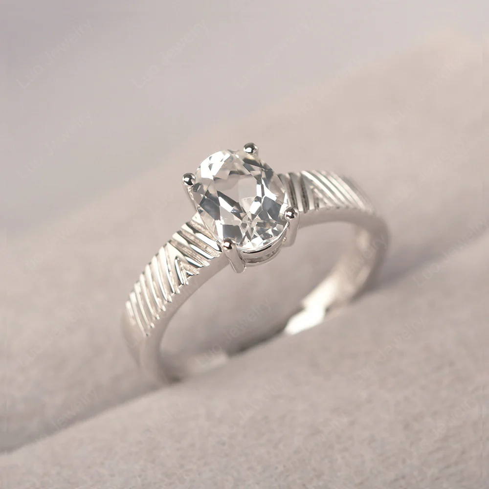 White Topaz Chevron Ring - Image 2