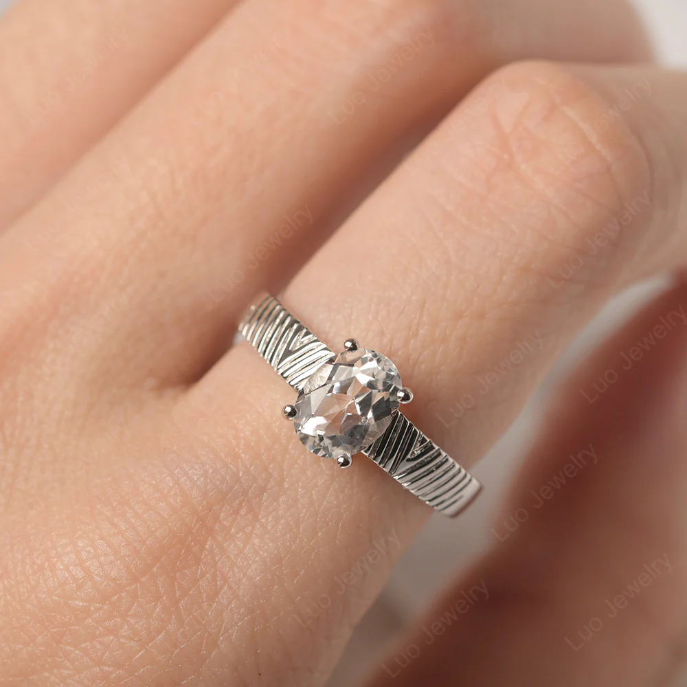 White Topaz Chevron Ring - Image 5
