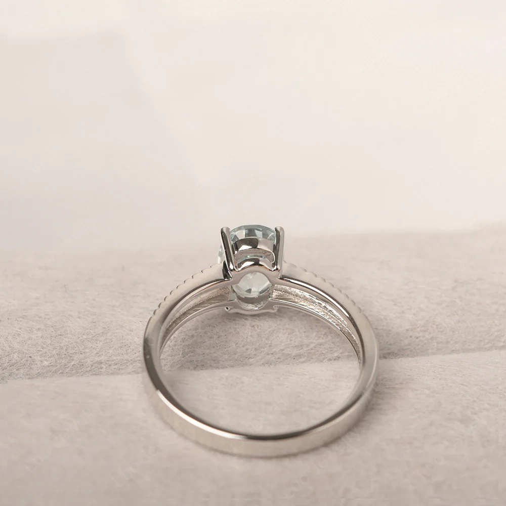 Oval Aquamarine Chevron Ring - Image 3