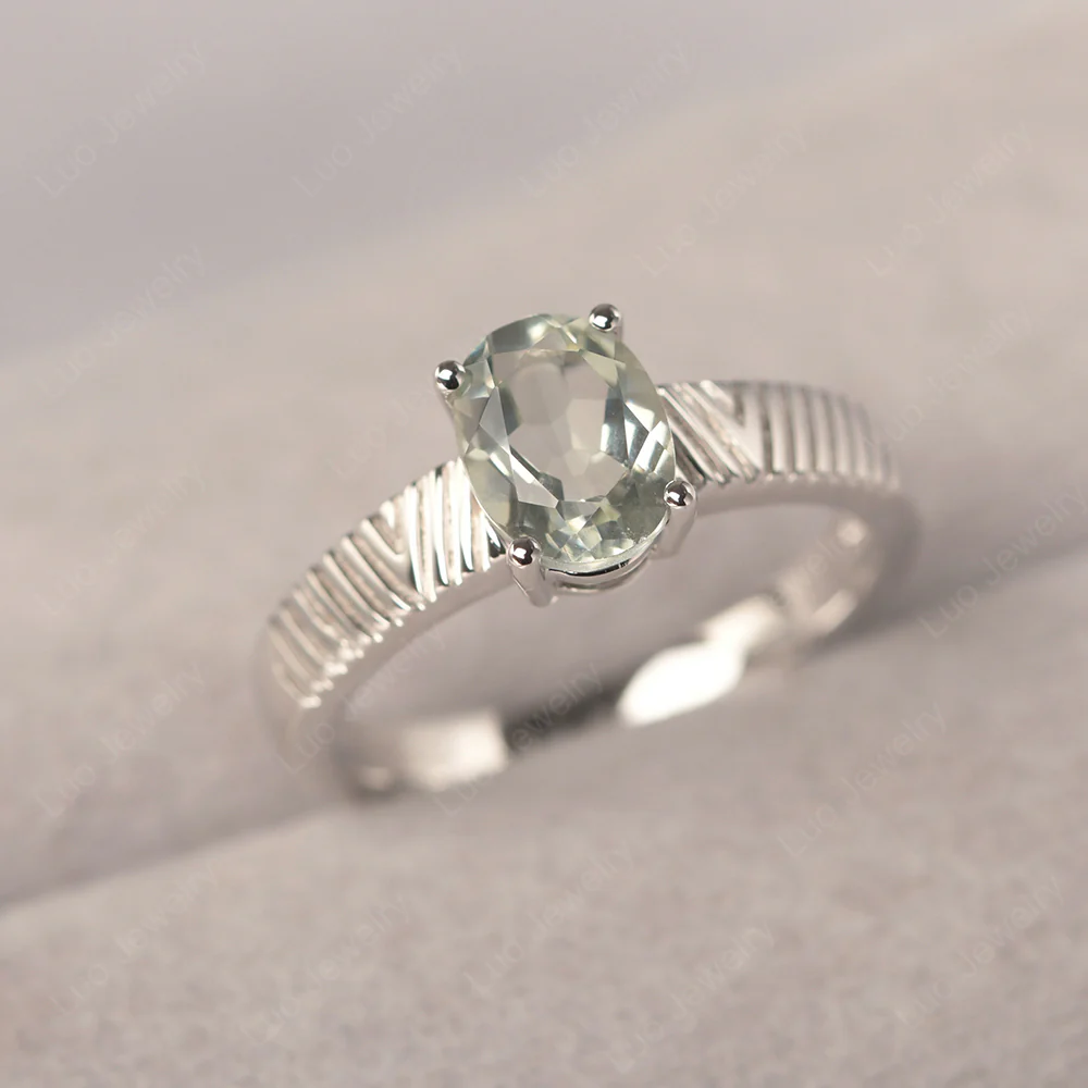 Green Amethyst Chevron Ring - Image 2
