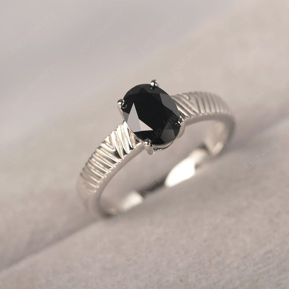 Black Spinel Chevron Ring