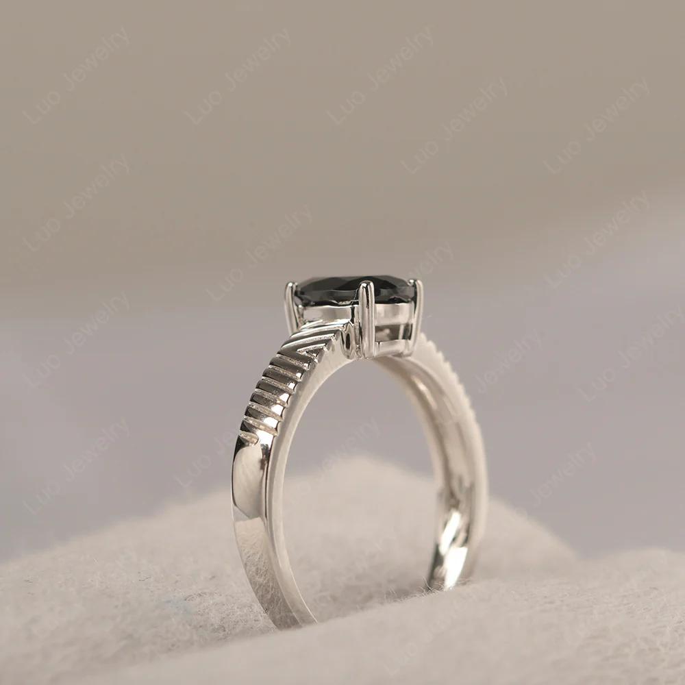 Black Spinel Chevron Ring - Image 4