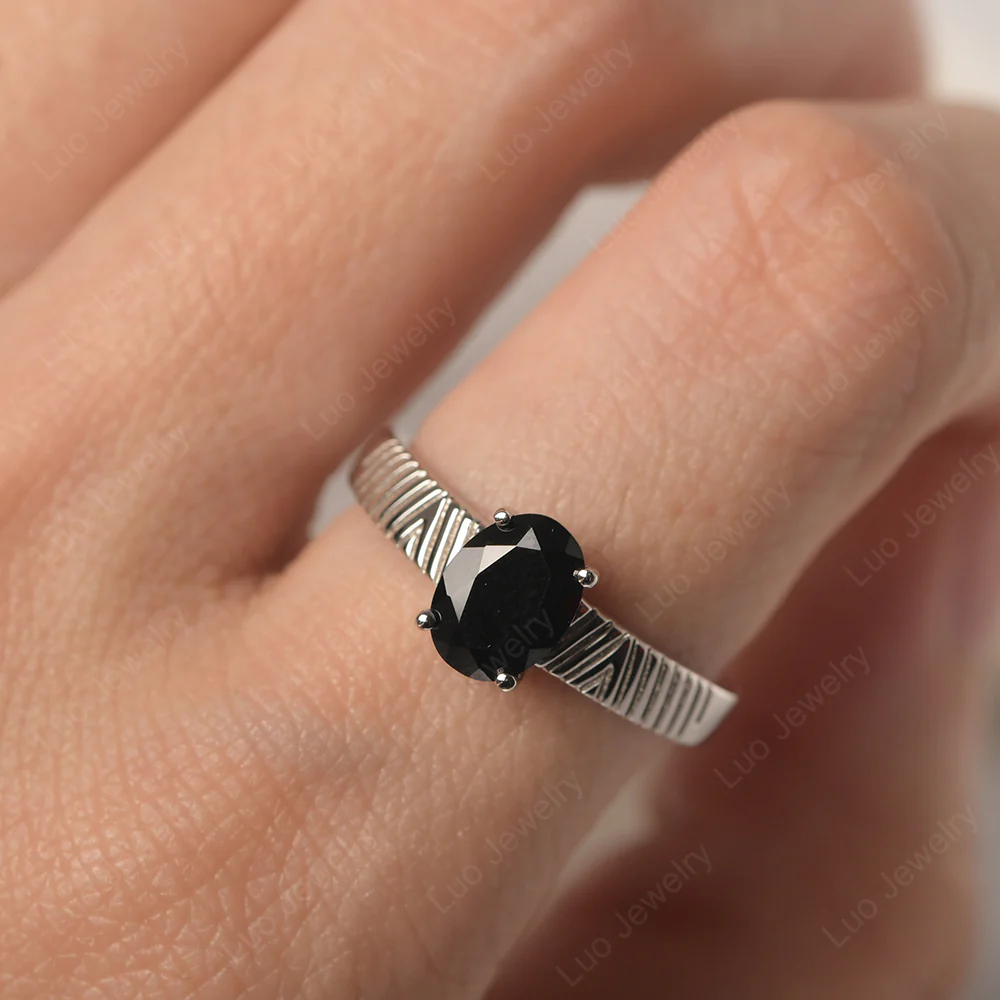 Black Spinel Chevron Ring - Image 5