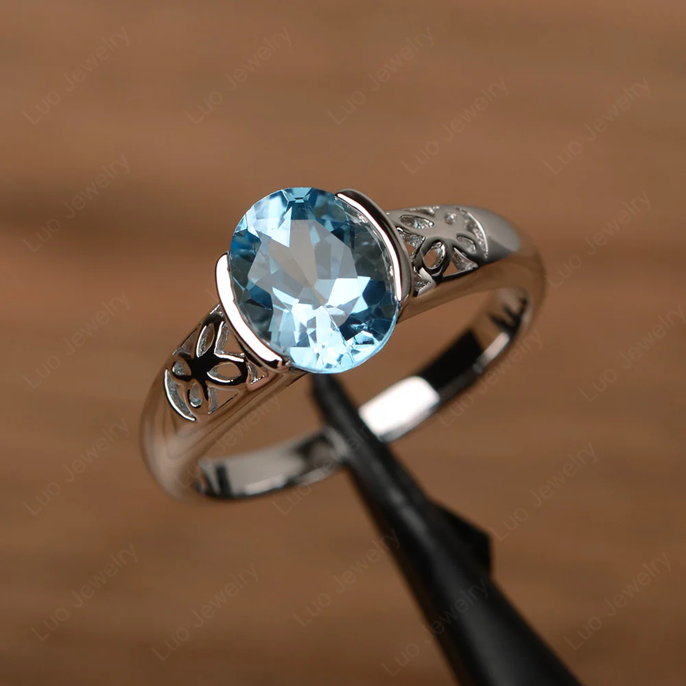 Butterfly Swiss Blue Topaz Ring