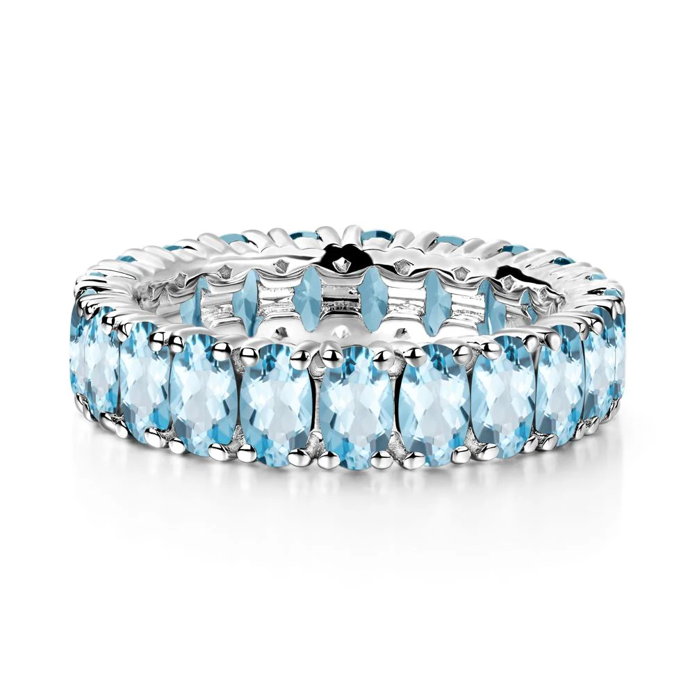 Oval Swiss Blue Topaz Eternity Band Ring - Image 3