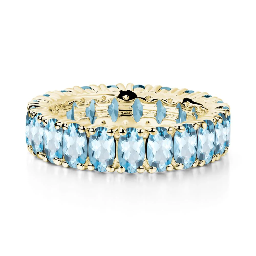 Oval Swiss Blue Topaz Eternity Band Ring - Image 7