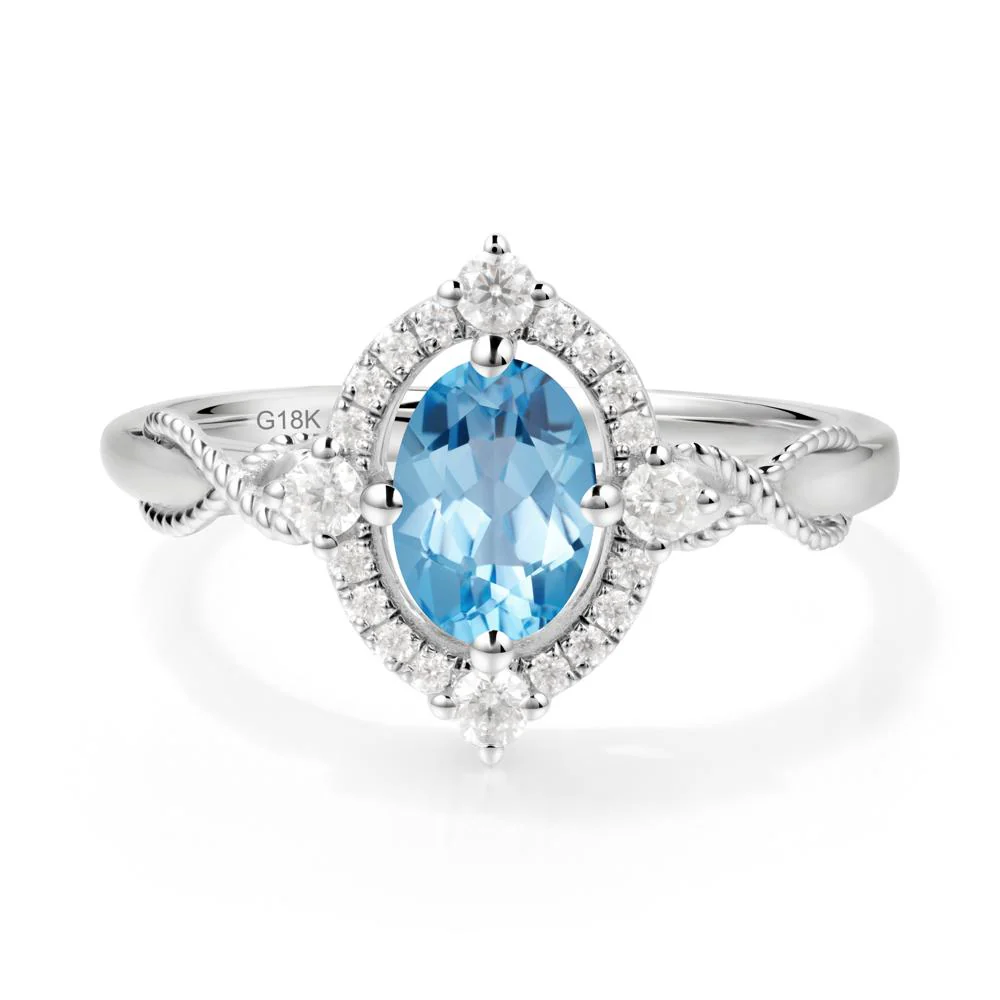 Oval Swiss Blue Topaz Halo Twist Ring - Image 3