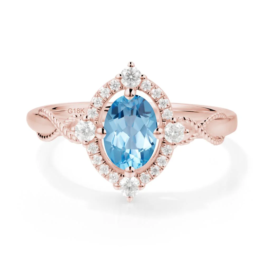Oval Swiss Blue Topaz Halo Twist Ring - Image 6