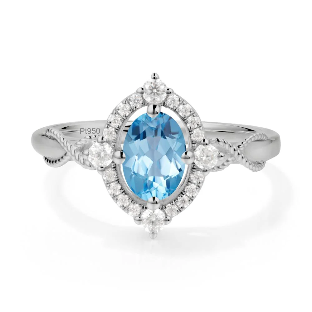 Oval Swiss Blue Topaz Halo Twist Ring - Image 8