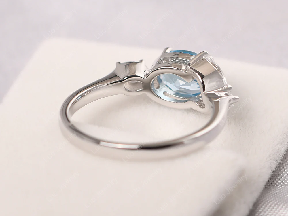 Oval Swiss Blue Topaz Cluster Ring - Image 3