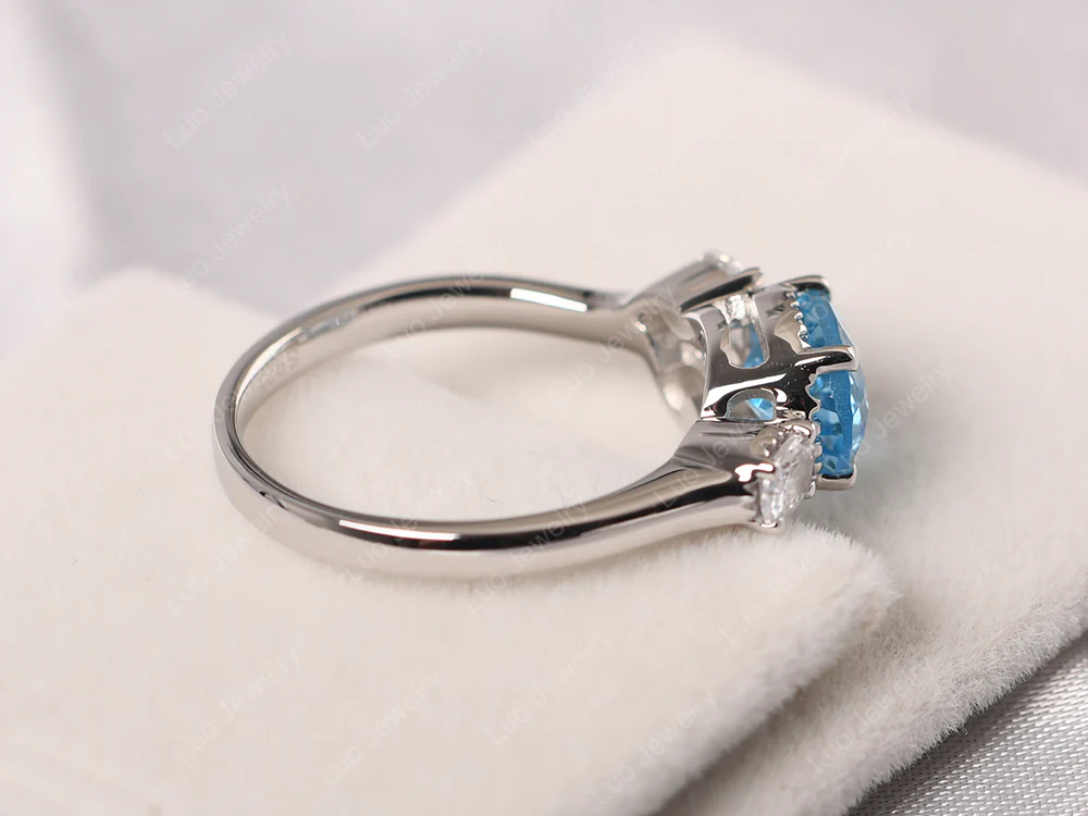 Oval Swiss Blue Topaz Cluster Ring - Image 4