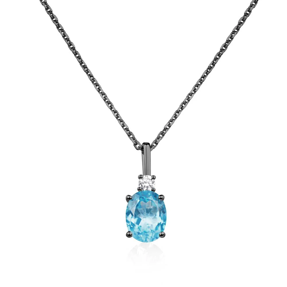 Simple Oval Swiss Blue Topaz Necklace - Image 3