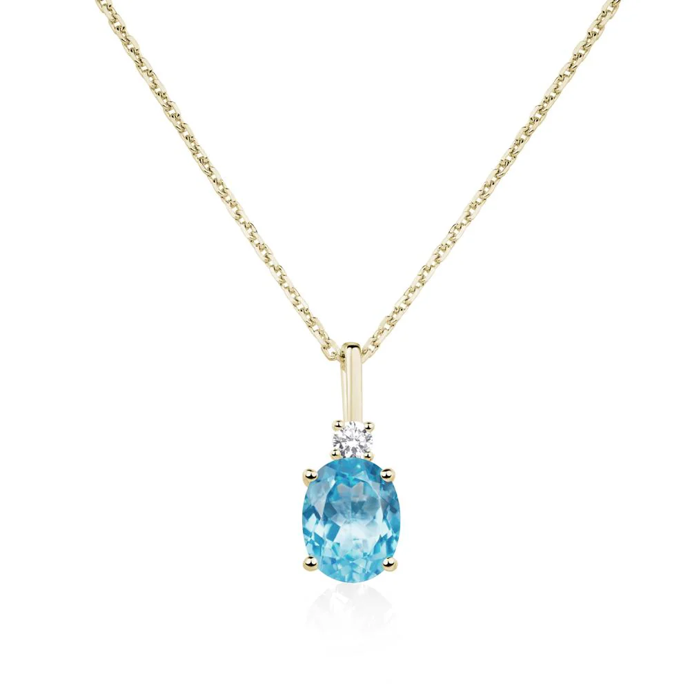 Simple Oval Swiss Blue Topaz Necklace - Image 5