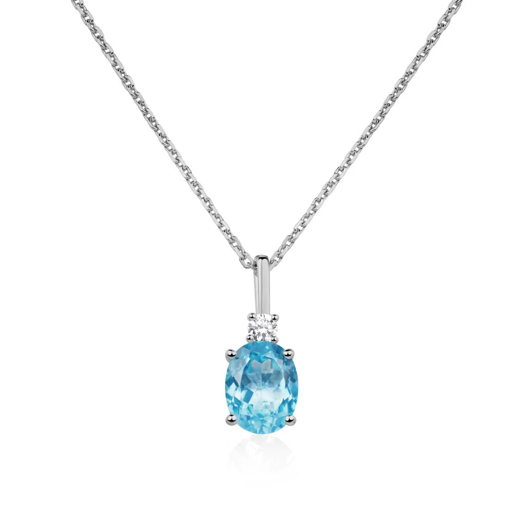 Simple Oval Swiss Blue Topaz Necklace - Image 6