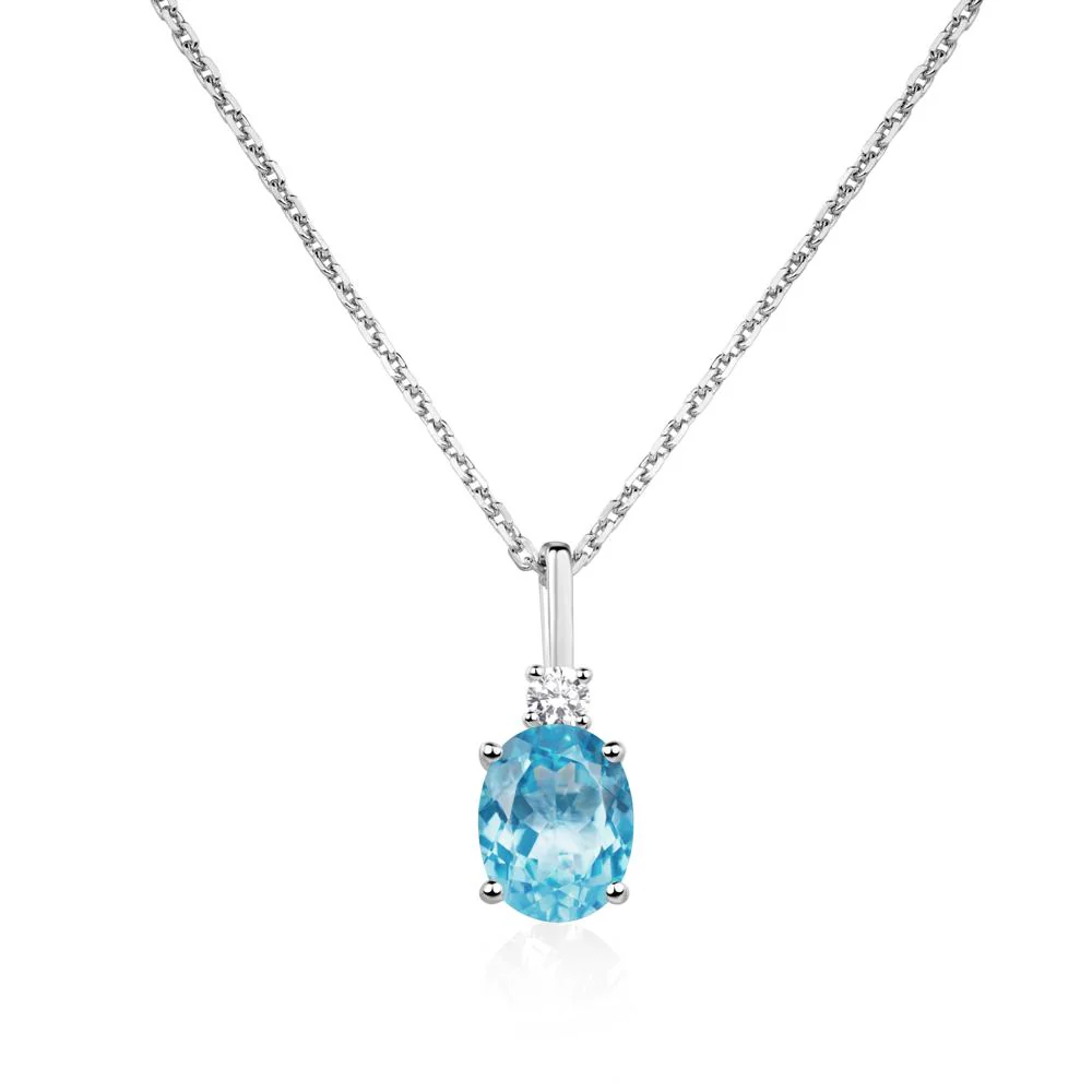 Simple Oval Swiss Blue Topaz Necklace - Image 7