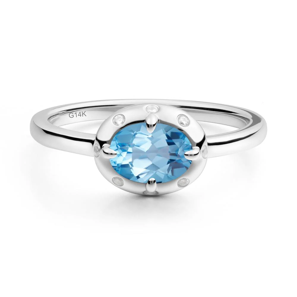 Oval Swiss Blue Topaz Ring with Faux-Bezel Setting - Image 6