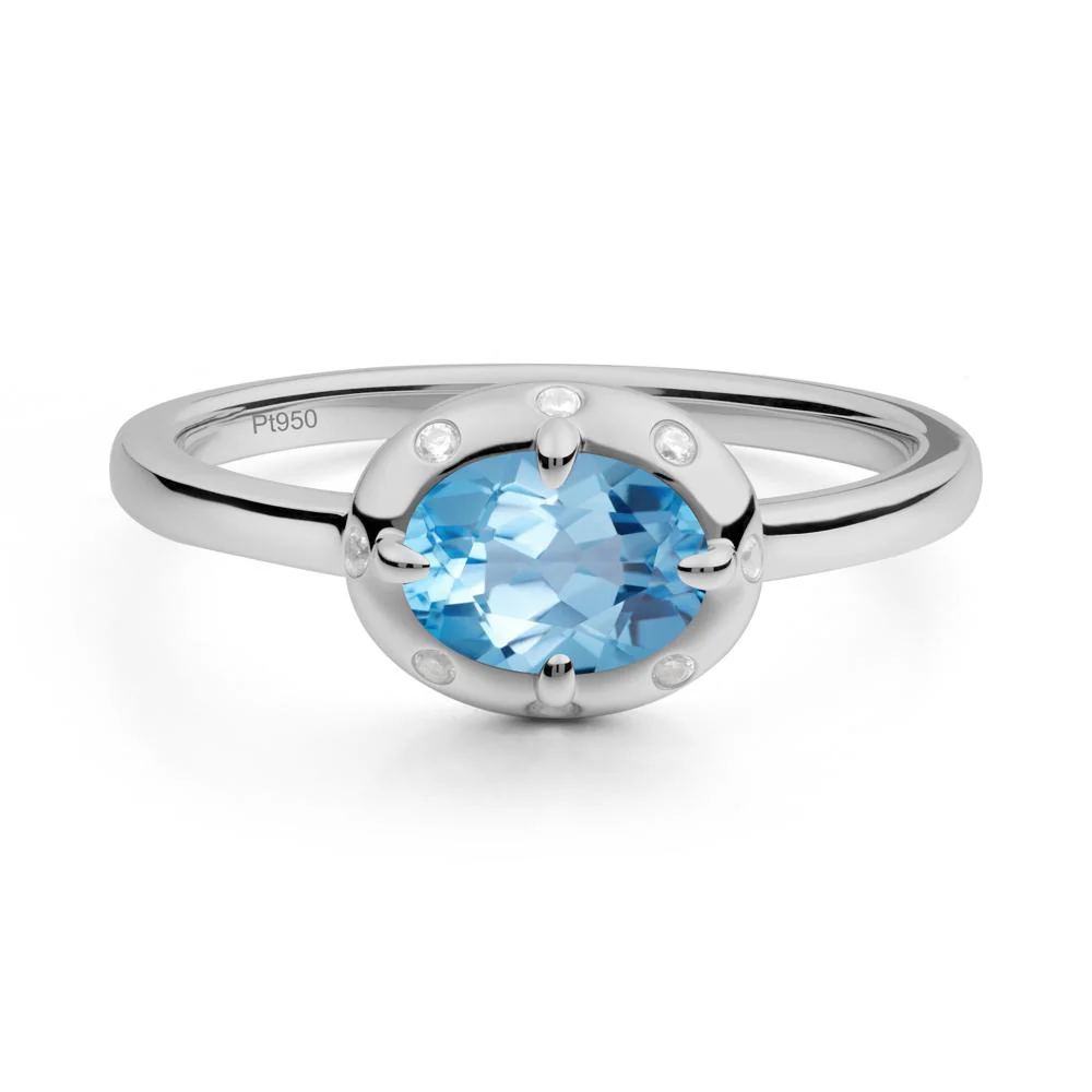 Oval Swiss Blue Topaz Ring with Faux-Bezel Setting - Image 8