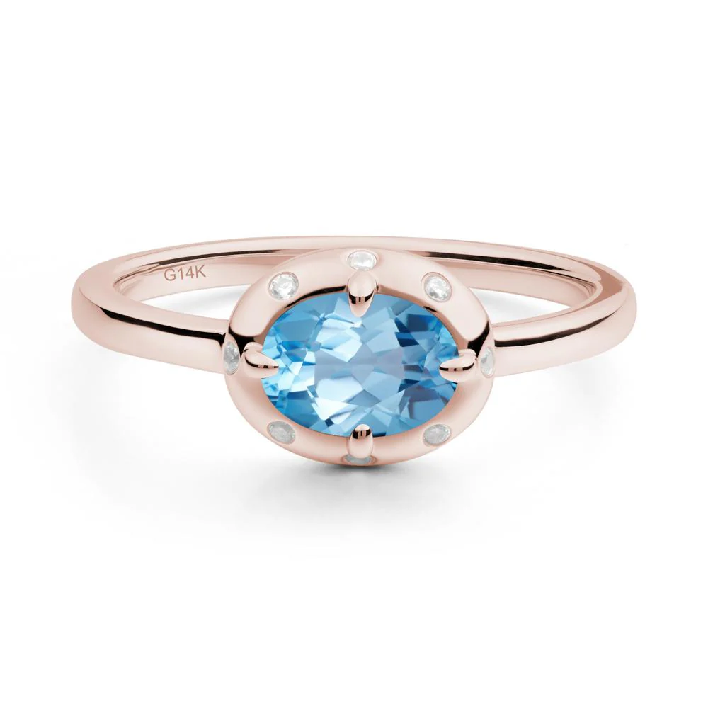 Oval Swiss Blue Topaz Ring with Faux-Bezel Setting - Image 9