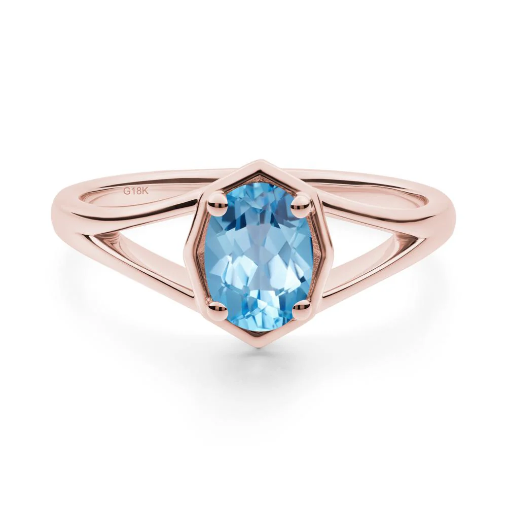 Oval Swiss Blue Topaz Split Shank Eengagement Ring - Image 3