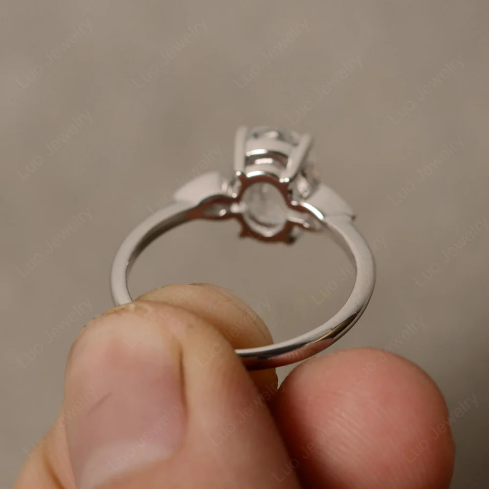 Oval Shaped White Topaz Engagement Ring - Image 2