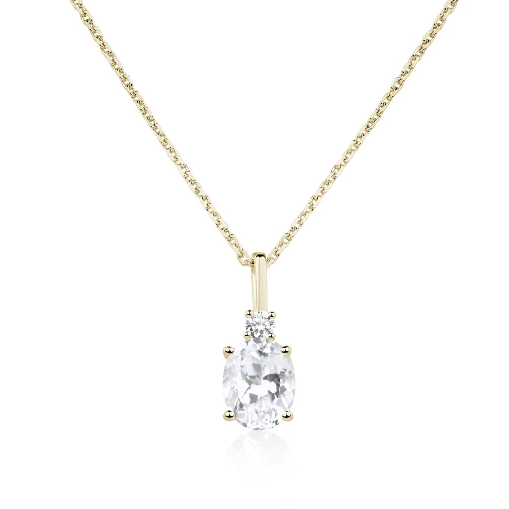 Simple Oval White Topaz Necklace - Image 4