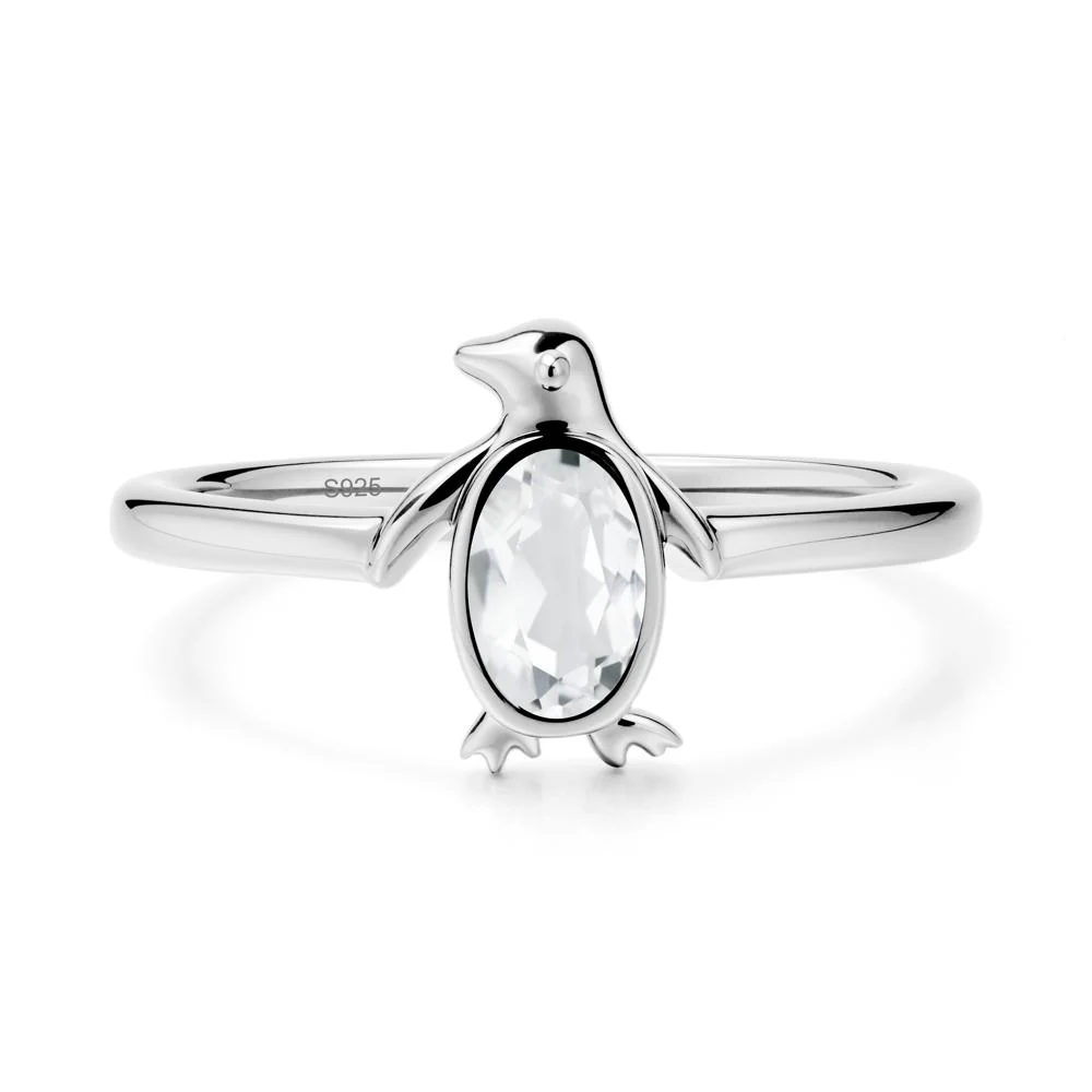 Oval White Topaz Penguin Ring - Image 9