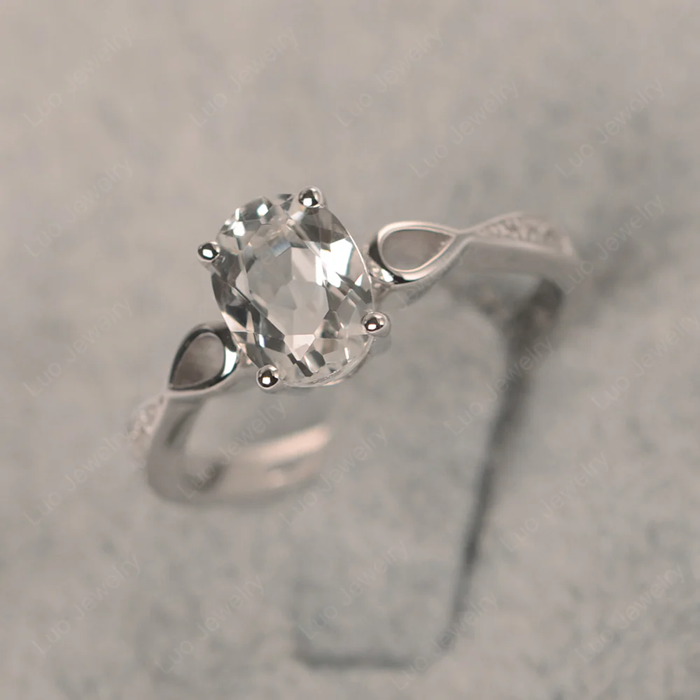 Oval White Topaz Delicate Engagement Ring