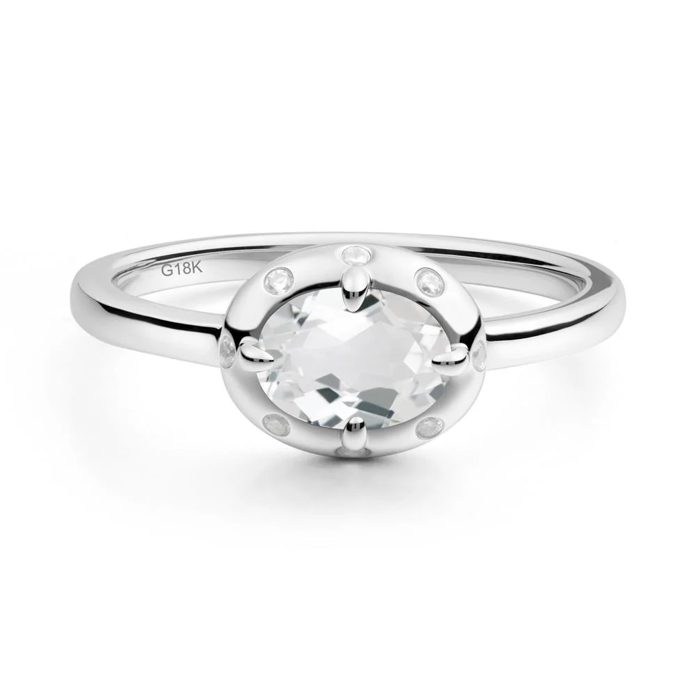 Oval White Topaz Ring with Faux-Bezel Setting - Image 3
