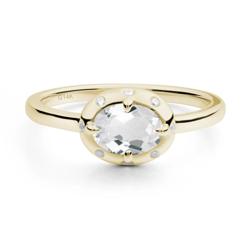 Oval White Topaz Ring with Faux-Bezel Setting - Image 8