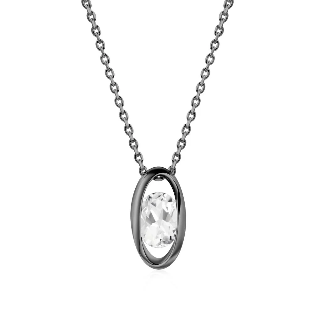 Oval White Topaz Solitaire Necklace