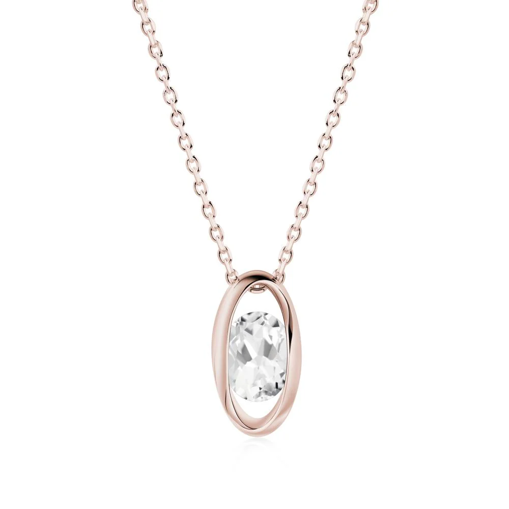 Oval White Topaz Solitaire Necklace - Image 6