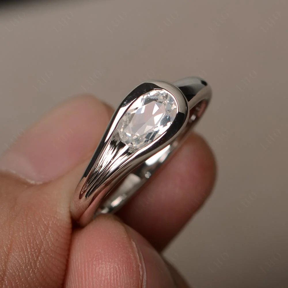 White Topaz Minimalist Engagement Ring - Image 10