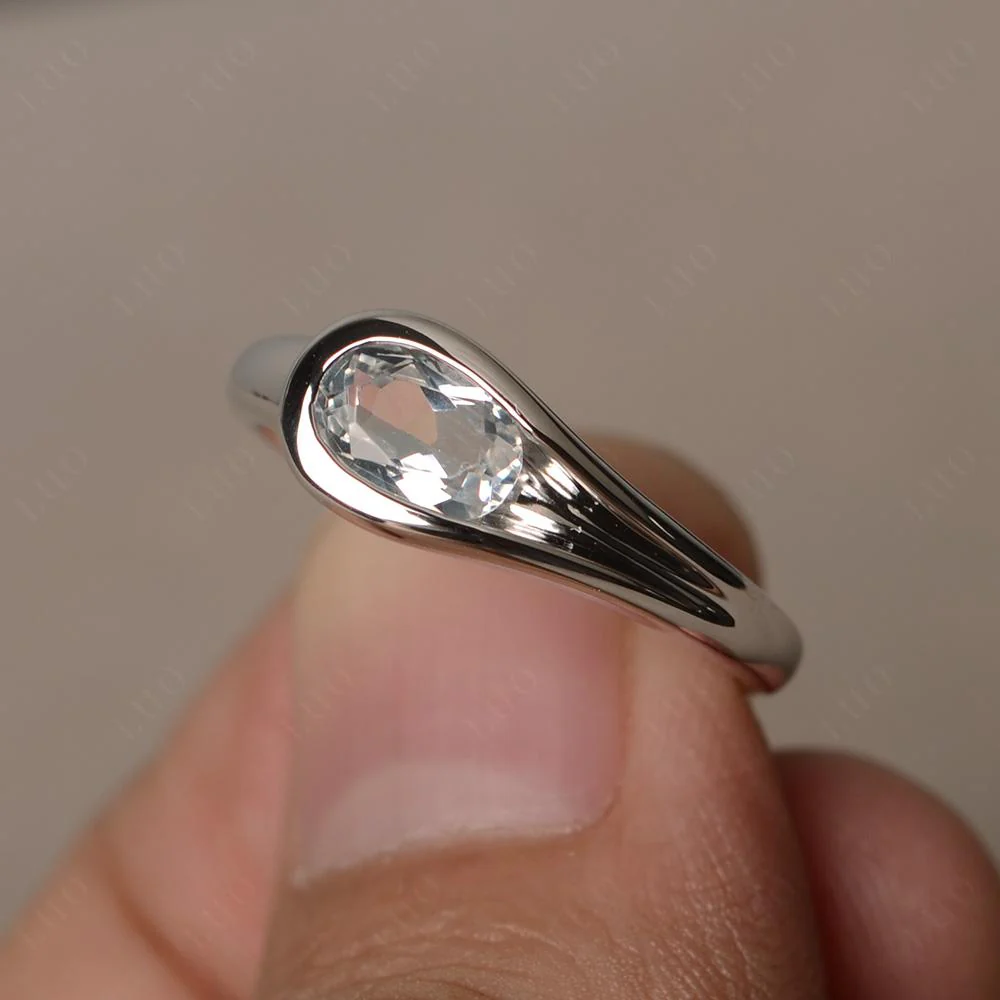 White Topaz Minimalist Engagement Ring - Image 11