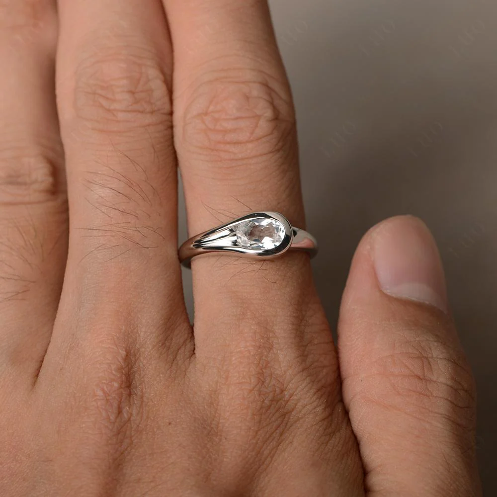 White Topaz Minimalist Engagement Ring - Image 13