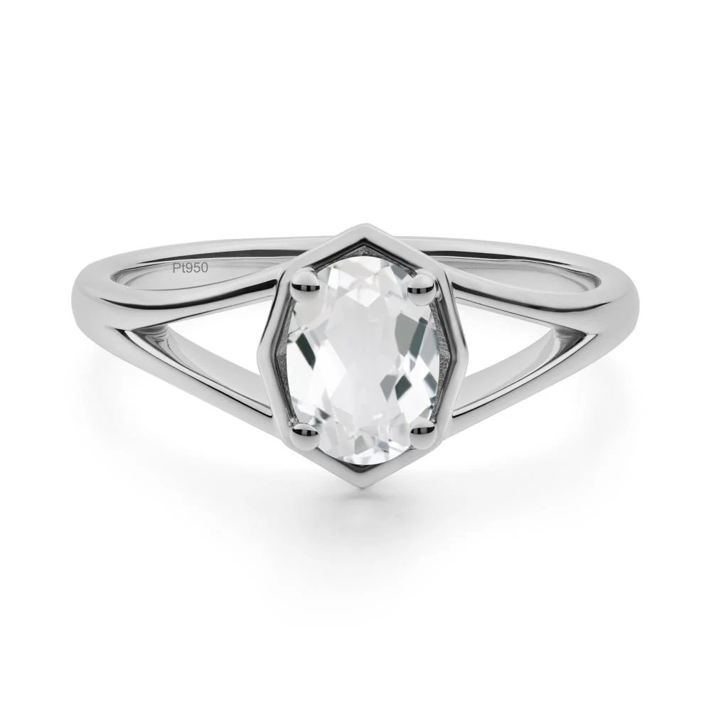Oval White Topaz Split Shank Eengagement Ring - Image 3