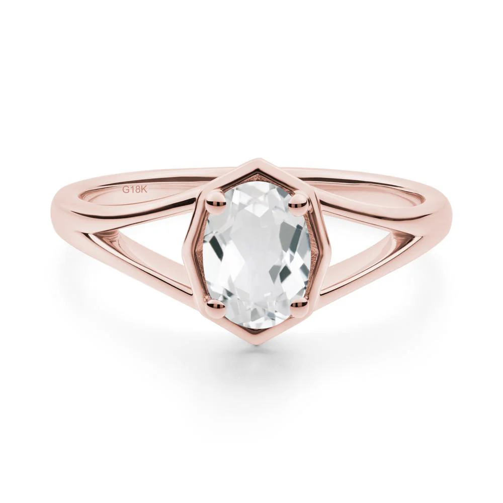 Oval White Topaz Split Shank Eengagement Ring - Image 7