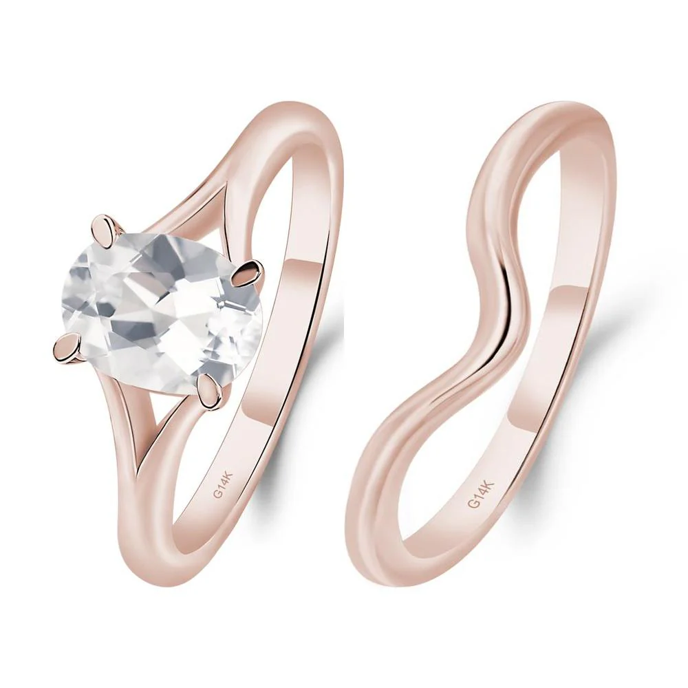 White Topaz Split Shank Engagement Ring - Image 11