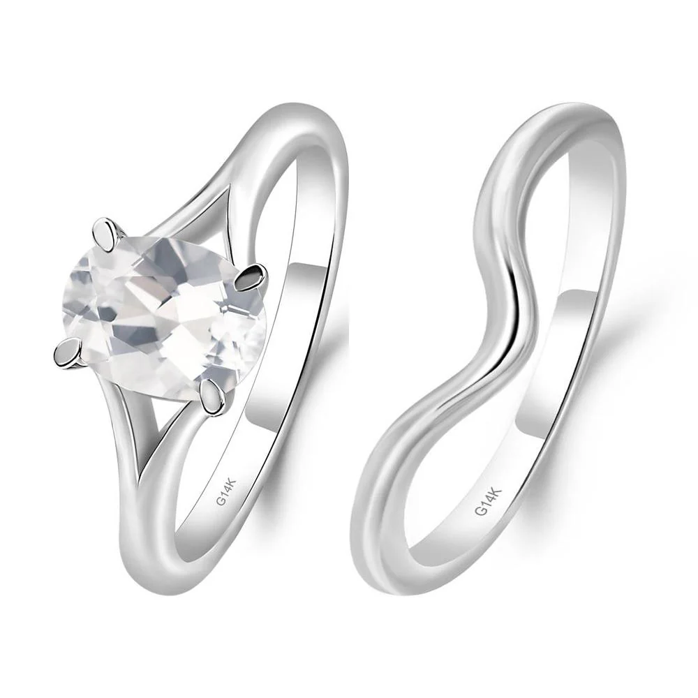 White Topaz Split Shank Engagement Ring - Image 13