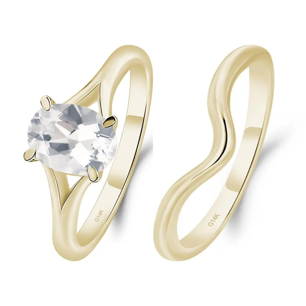 White Topaz Split Shank Engagement Ring - Image 15