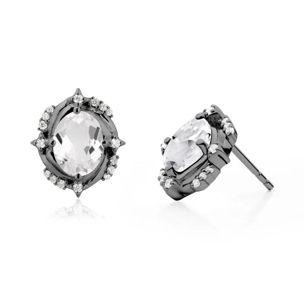 Oval White Topaz Stud Earrings