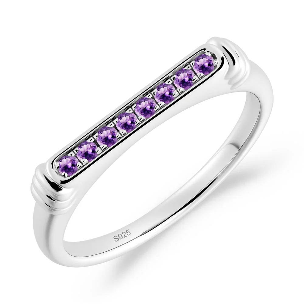 Pave Amethyst Bar Setting Ring - Image 9