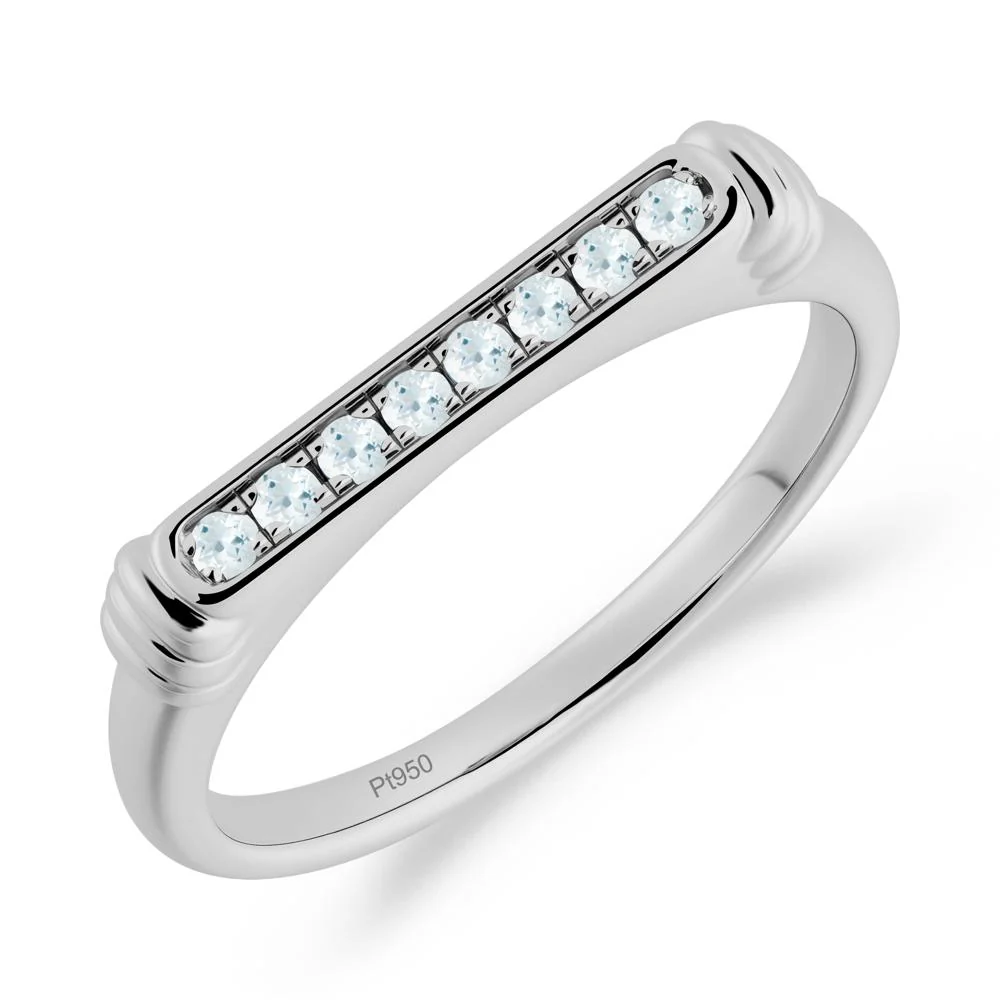 Pave Aquamarine Bar Setting Ring