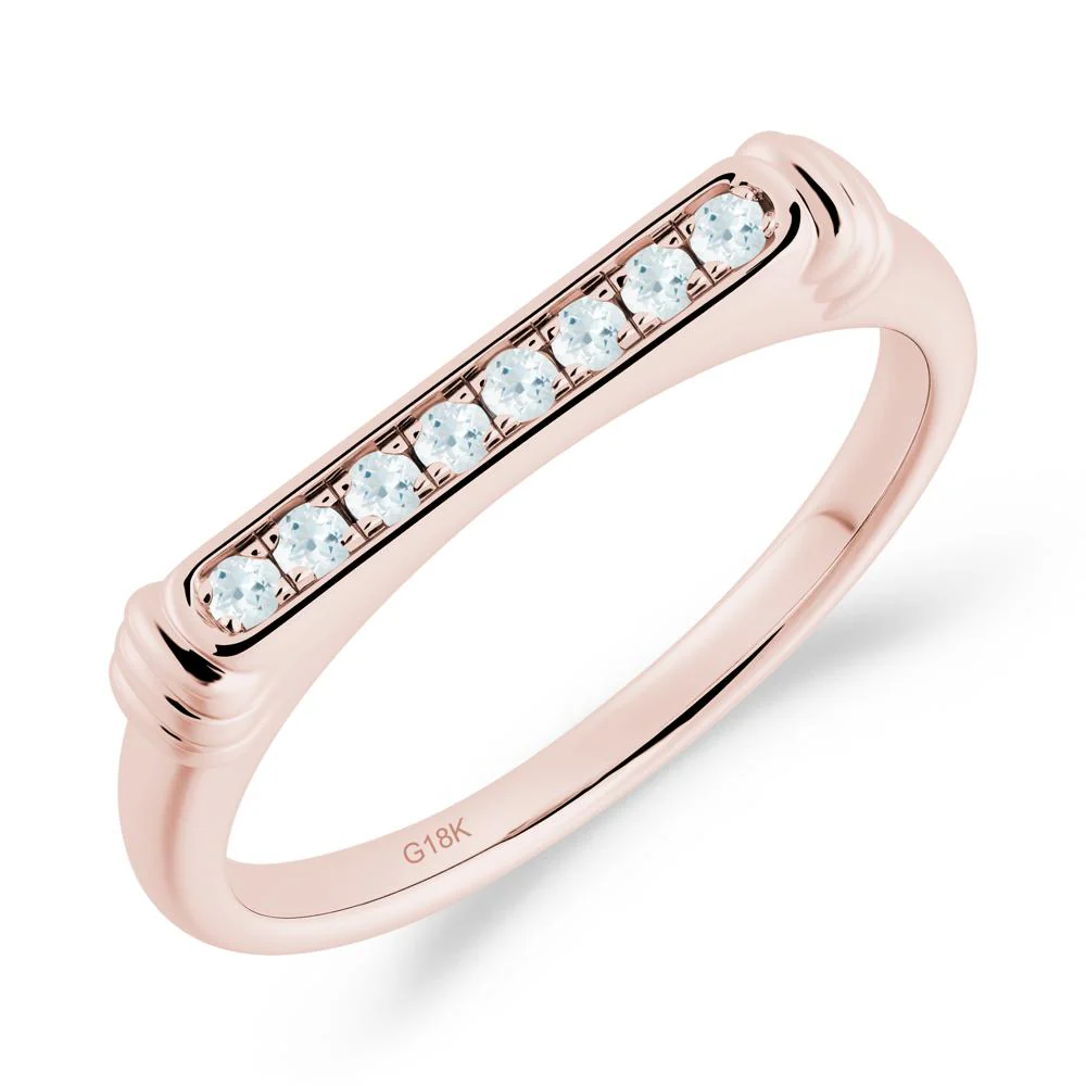 Pave Aquamarine Bar Setting Ring - Image 4